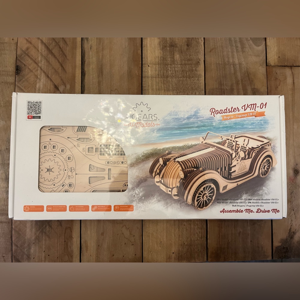 NIB U Gears Roadster VM-01 Wooden Model Kit.